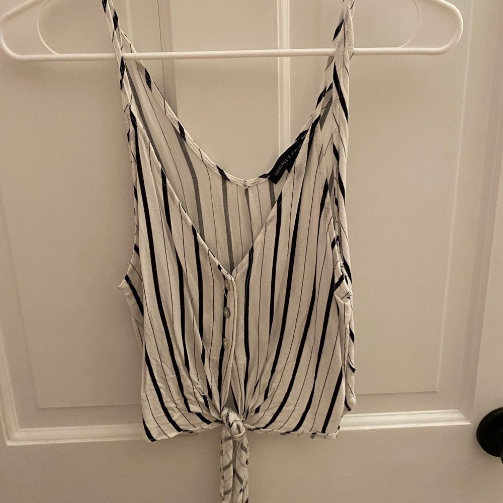 Stripped button down tank top